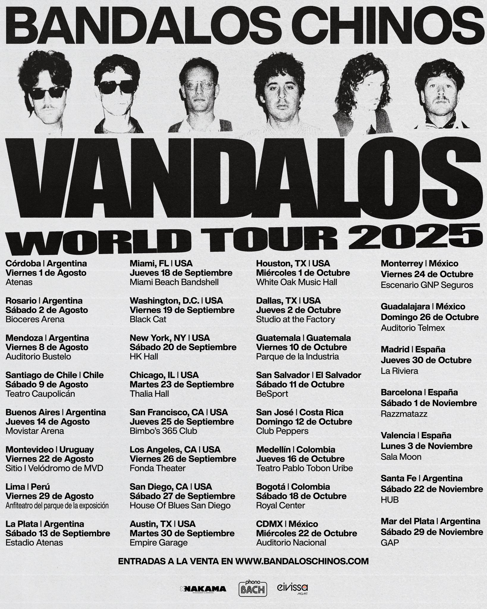 Bandalos Chinos Vándalos World Tour Poster 2026